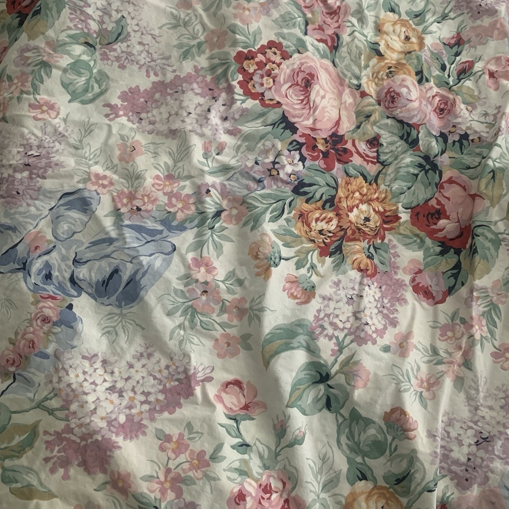 Vintage USA Ralph‎ Lauren Allison Floral Cotton King Sheet FABRIC Pillows